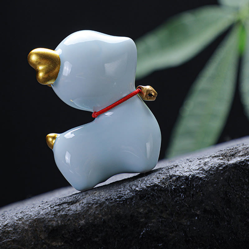 Mini-Teetierfigur aus Keramik mit Hirschmotiv für spirituelles Dekor