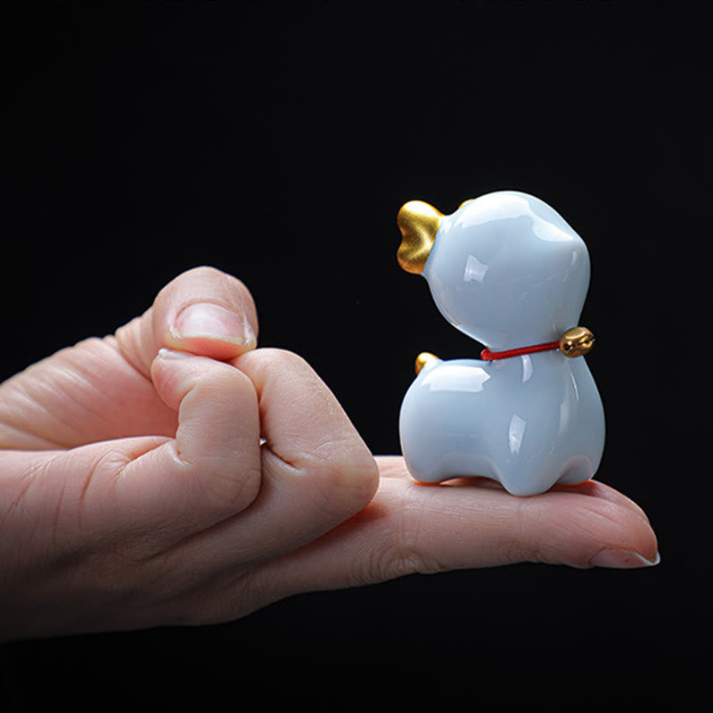 Mini-Teetierfigur aus Keramik mit Hirschmotiv für spirituelles Dekor