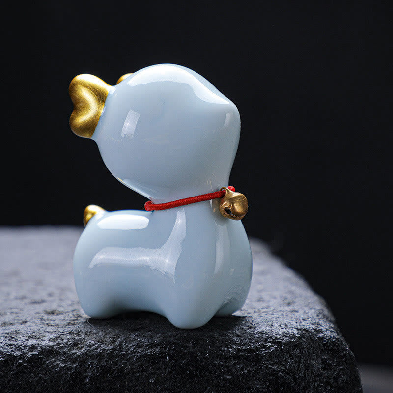 Mini-Teetierfigur aus Keramik mit Hirschmotiv für spirituelles Dekor