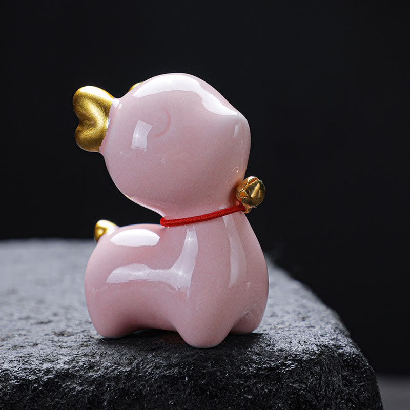 Mini-Teetierfigur aus Keramik mit Hirschmotiv für spirituelles Dekor