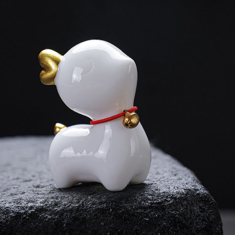 Mini-Teetierfigur aus Keramik mit Hirschmotiv für spirituelles Dekor