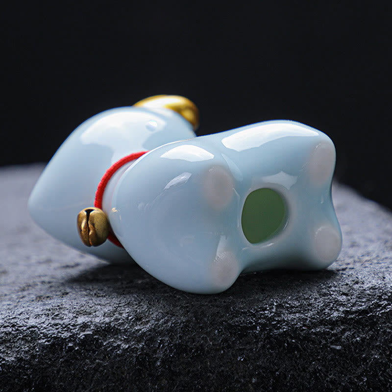 Mini-Teetierfigur aus Keramik mit Hirschmotiv für spirituelles Dekor