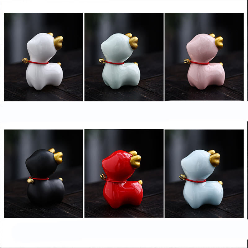 Mini-Teetierfigur aus Keramik mit Hirschmotiv für spirituelles Dekor