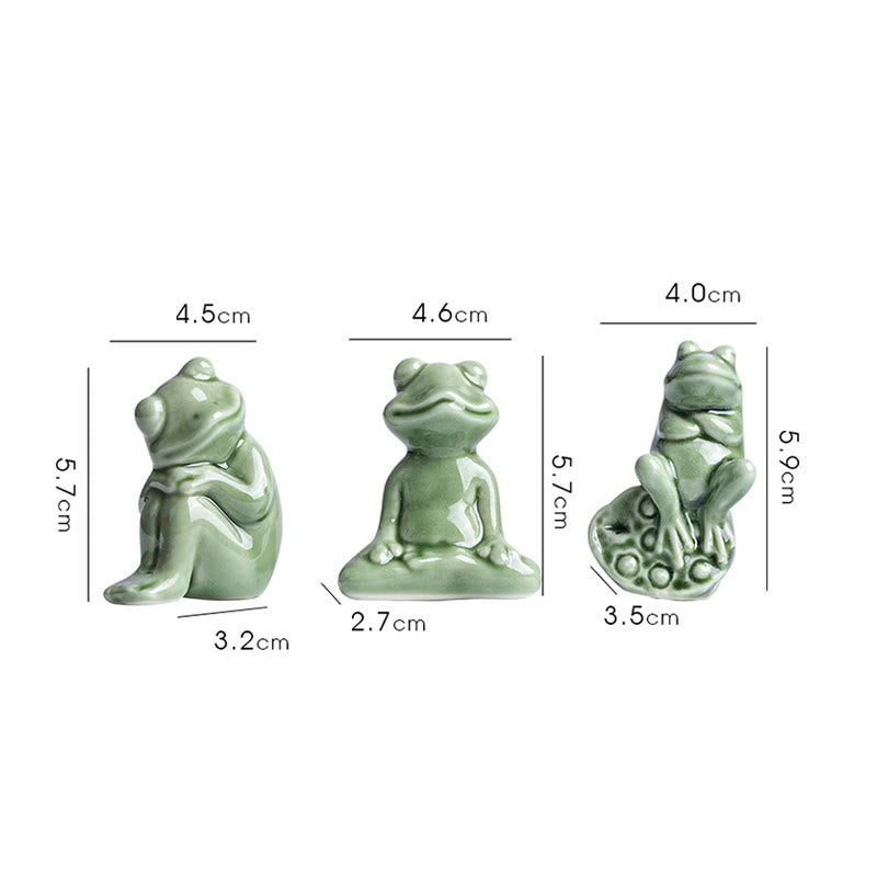 Mini-Meditationsfroschfigur aus Keramik für Glück und Reichtum