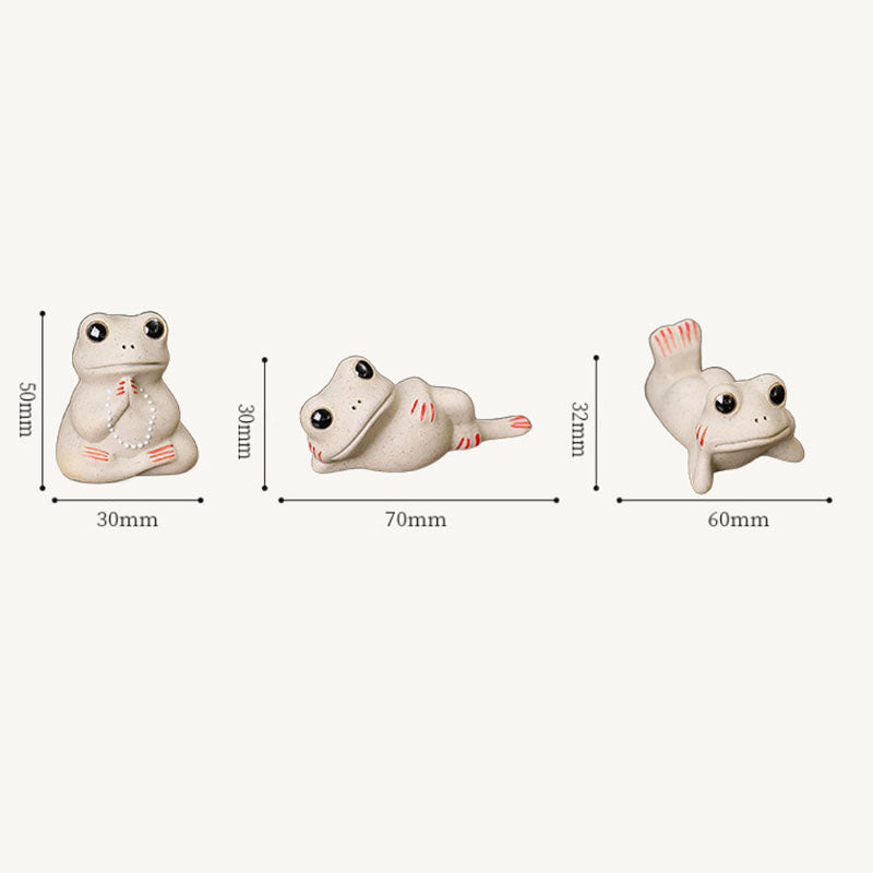 Mini-Keramikfigur eines betenden Frosches für Reichtum und Wohlstand