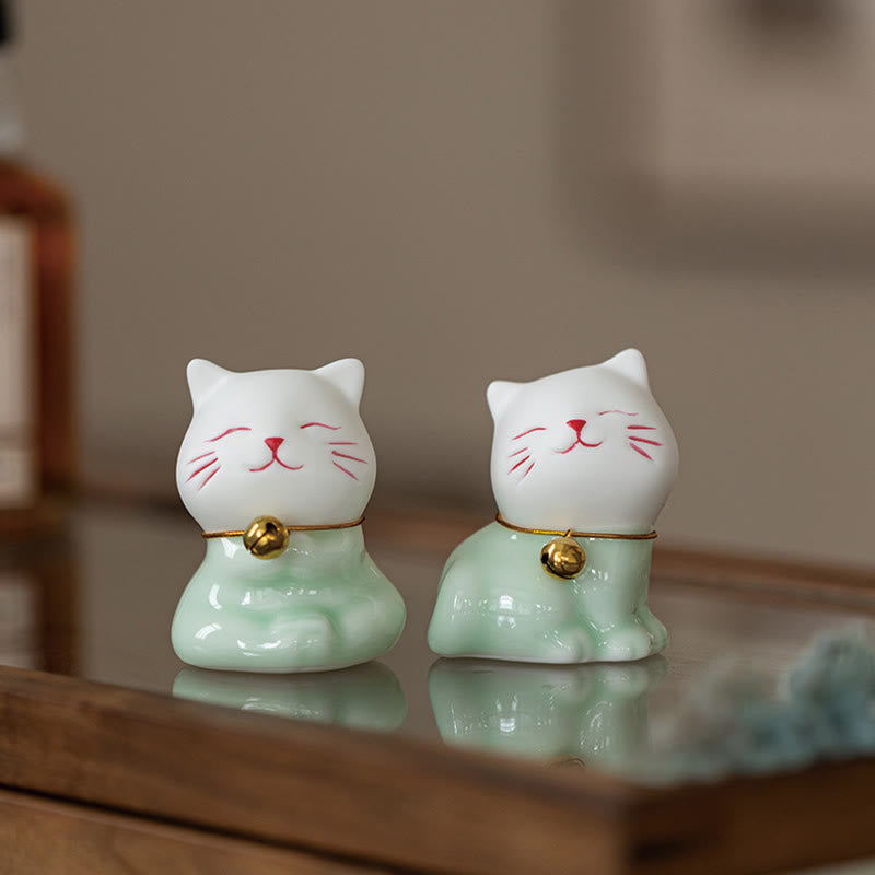 Mini-Keramikfigur „Süße Katze“, 4,7 cm, spirituelles Tierdekor