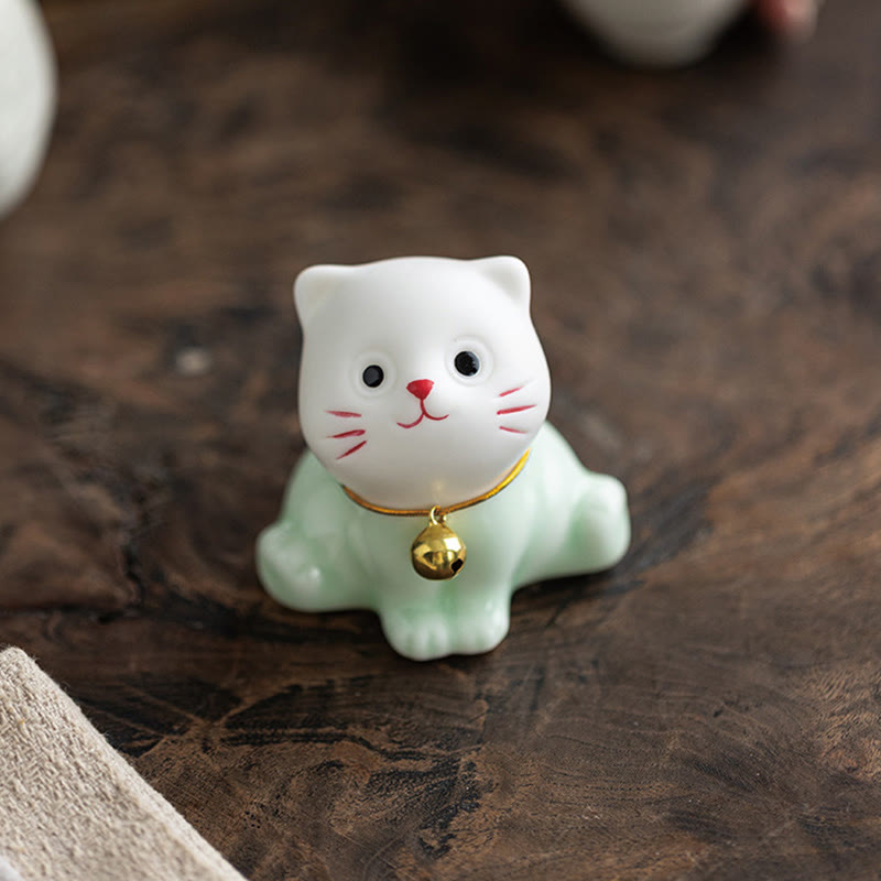 Mini-Keramikfigur „Süße Katze“, 4,7 cm, spirituelles Tierdekor