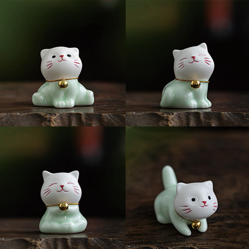 Mini-Keramikfigur „Süße Katze“, 4,7 cm, spirituelles Tierdekor