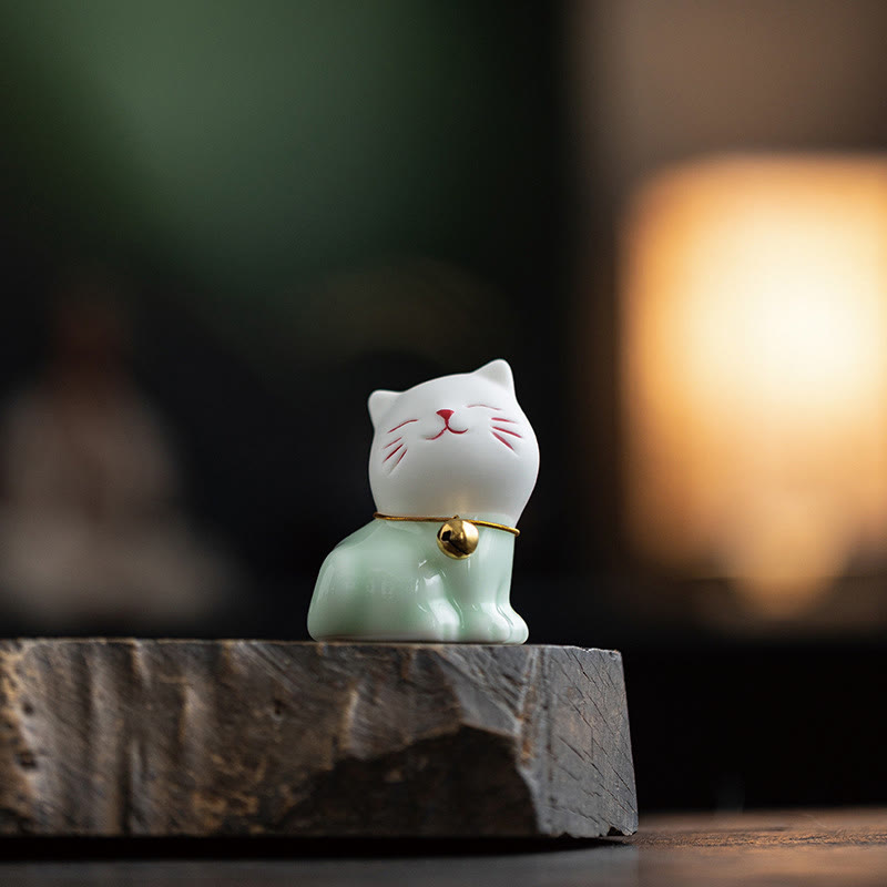 Mini-Keramikfigur „Süße Katze“, 4,7 cm, spirituelles Tierdekor