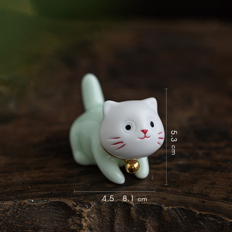 Mini-Keramikfigur „Süße Katze“, 4,7 cm, spirituelles Tierdekor
