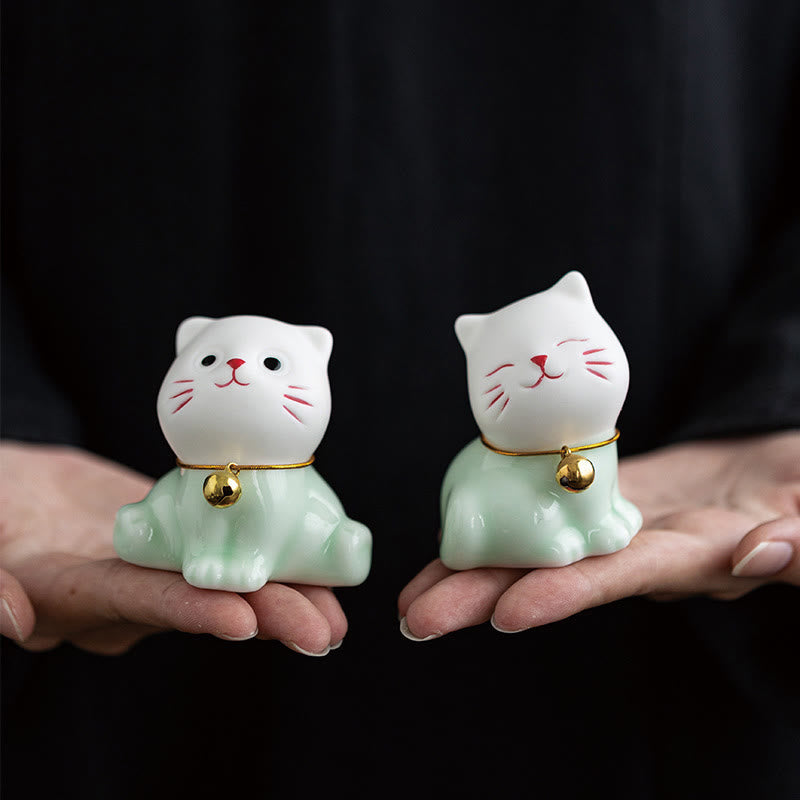 Mini-Keramikfigur „Süße Katze“, 4,7 cm, spirituelles Tierdekor