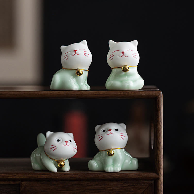 Mini-Keramikfigur „Süße Katze“, 4,7 cm, spirituelles Tierdekor