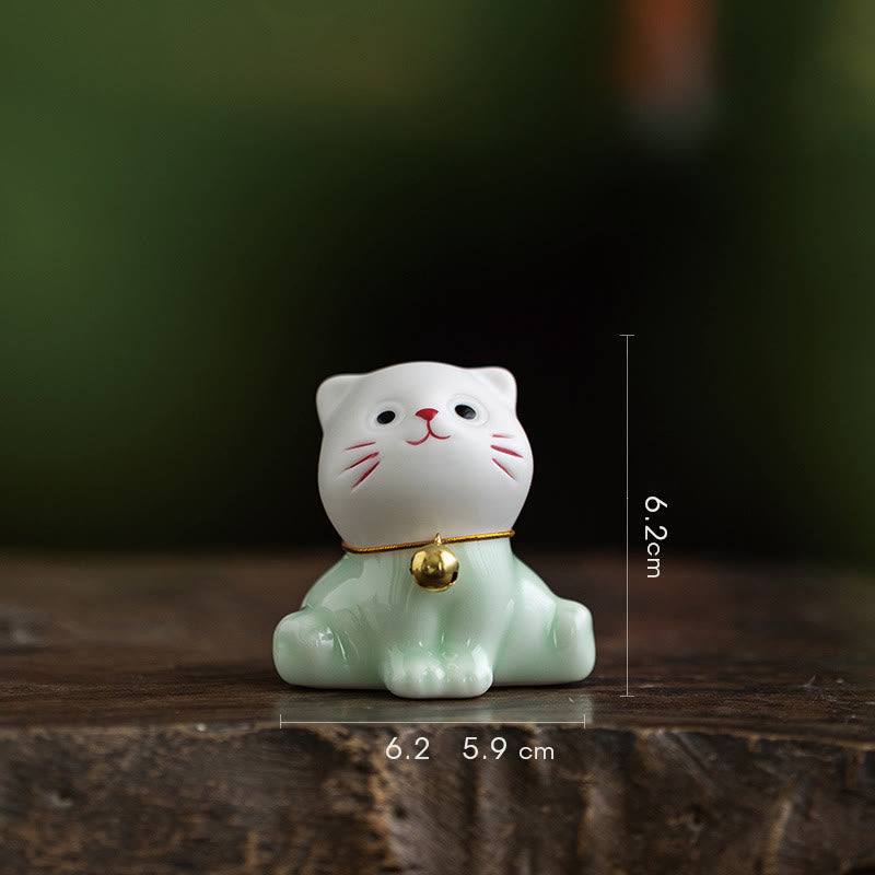 Mini-Keramikfigur „Süße Katze“, 4,7 cm, spirituelles Tierdekor