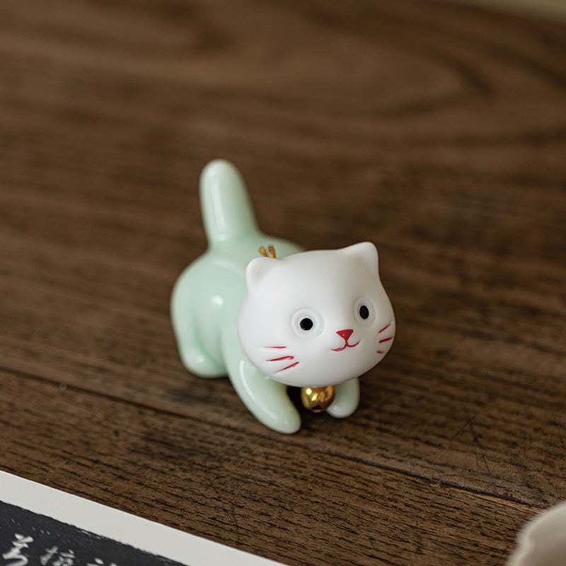 Mini-Keramikfigur „Süße Katze“, 4,7 cm, spirituelles Tierdekor
