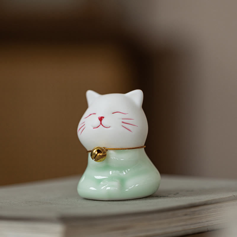 Mini-Keramikfigur „Süße Katze“, 4,7 cm, spirituelles Tierdekor