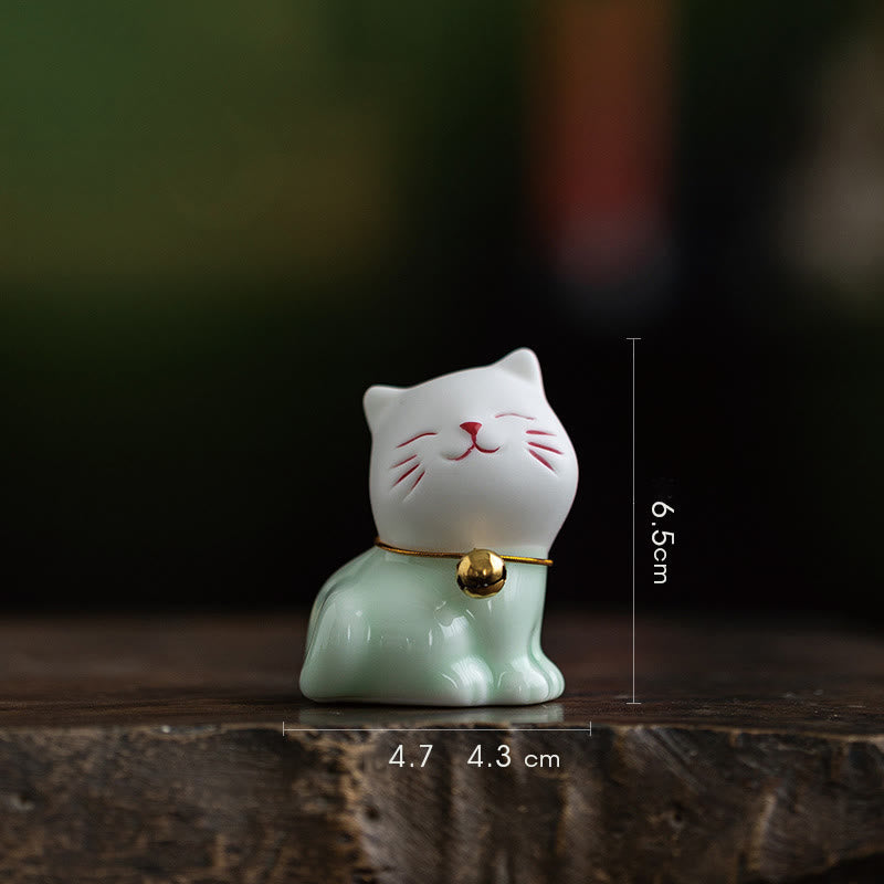 Mini-Keramikfigur „Süße Katze“, 4,7 cm, spirituelles Tierdekor