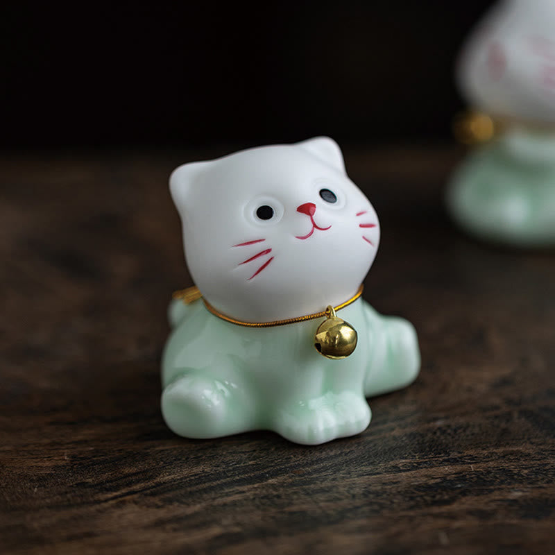 Mini-Keramikfigur „Süße Katze“, 4,7 cm, spirituelles Tierdekor