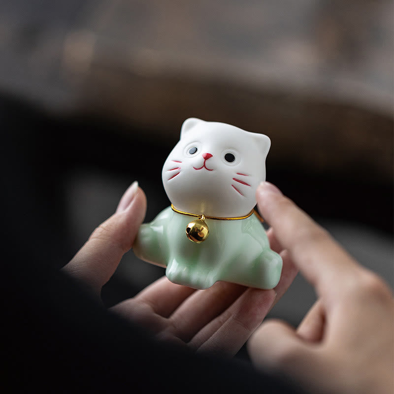 Mini-Keramikfigur „Süße Katze“, 4,7 cm, spirituelles Tierdekor
