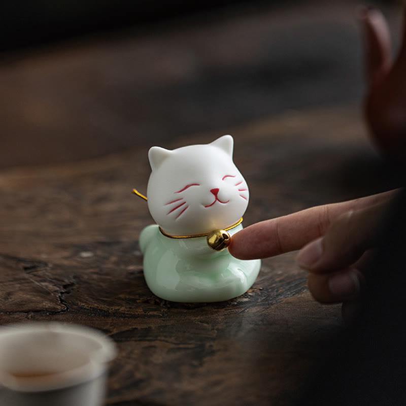 Mini-Keramikfigur „Süße Katze“, 4,7 cm, spirituelles Tierdekor