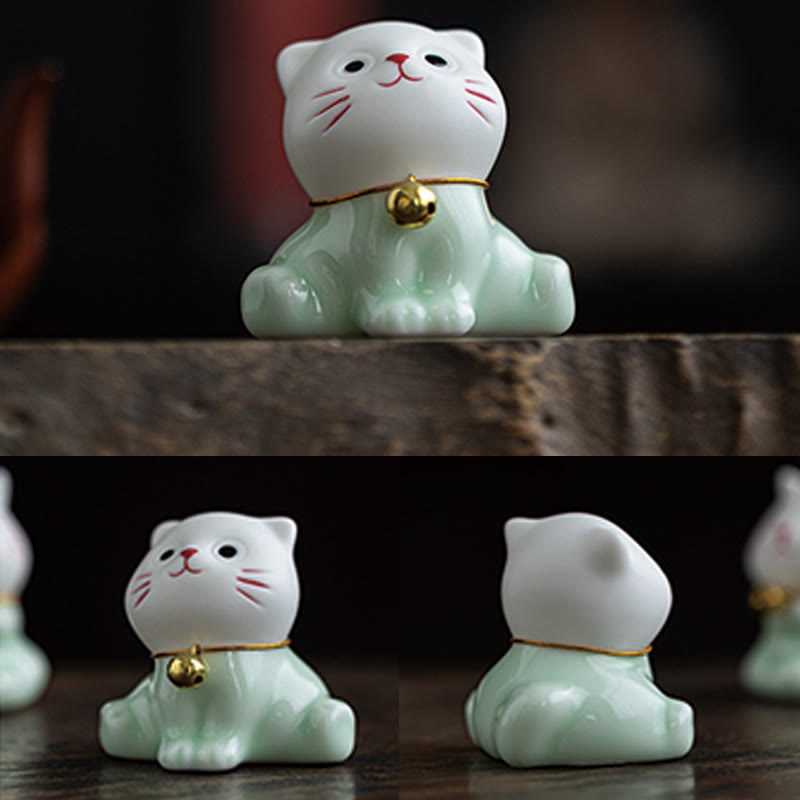 Mini-Keramikfigur „Süße Katze“, 4,7 cm, spirituelles Tierdekor