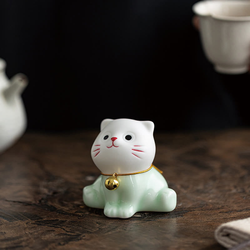 Mini-Keramikfigur „Süße Katze“, 4,7 cm, spirituelles Tierdekor