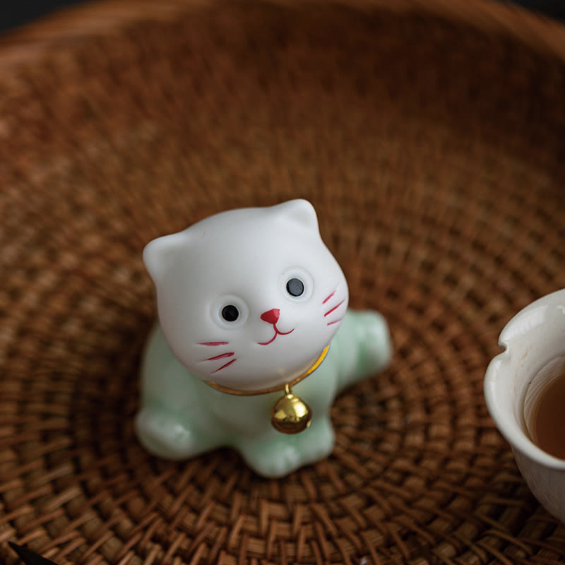 Mini-Keramikfigur „Süße Katze“, 4,7 cm, spirituelles Tierdekor