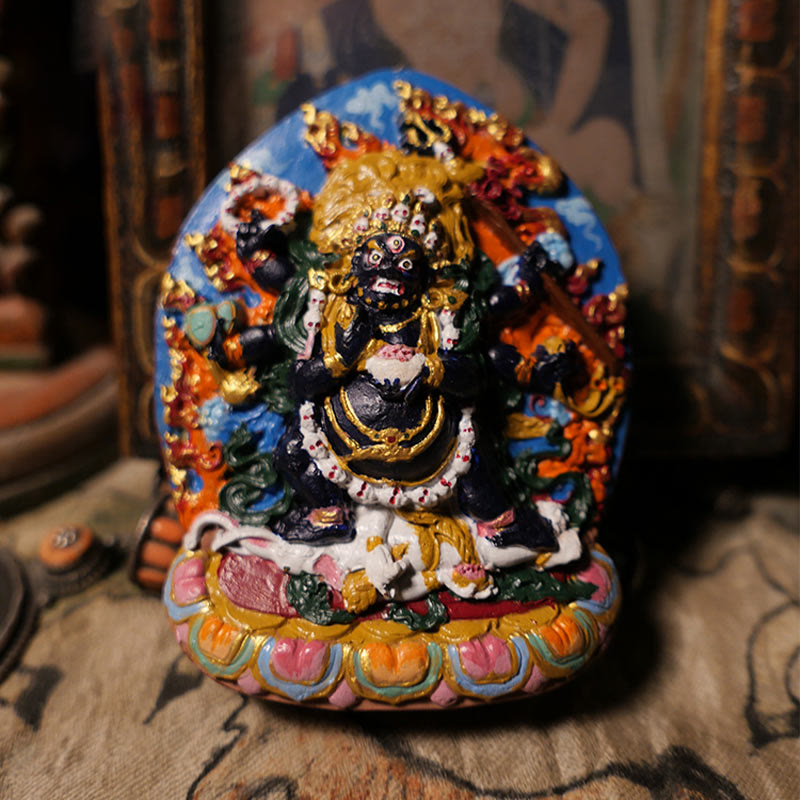 Mini Daikokuten Gott des Reichtums Buddha Statue 9,6 cm Ton Dekor