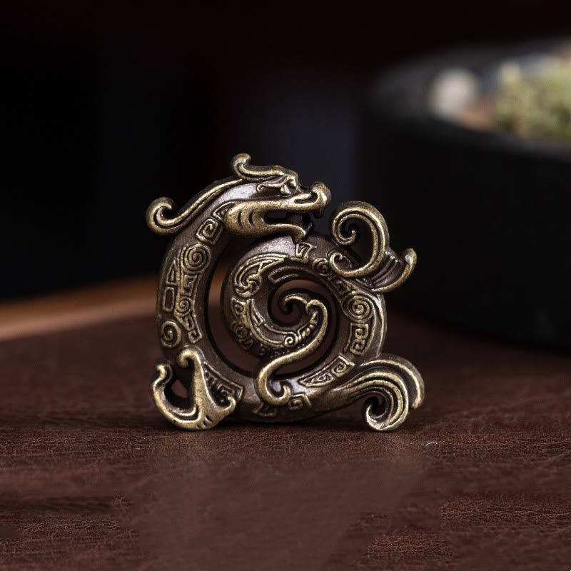 Mini-Räuchergefäß aus Zinklegierung mit Drachenmuster, 4 x 3,7 cm