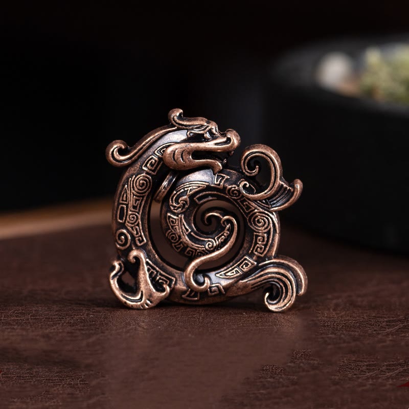 Mini-Räuchergefäß aus Zinklegierung mit Drachenmuster, 4 x 3,7 cm
