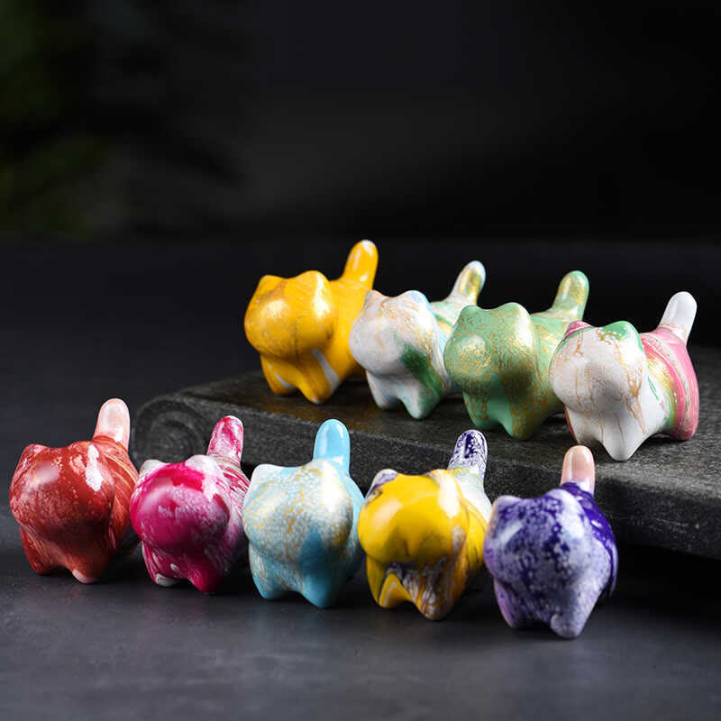 Mini Ebenholz Katze Statue Dekor friedliche Lack Handwerk