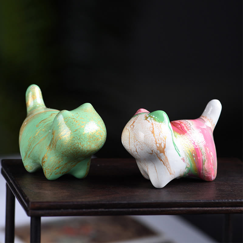 Mini Ebenholz Katze Statue Dekor friedliche Lack Handwerk