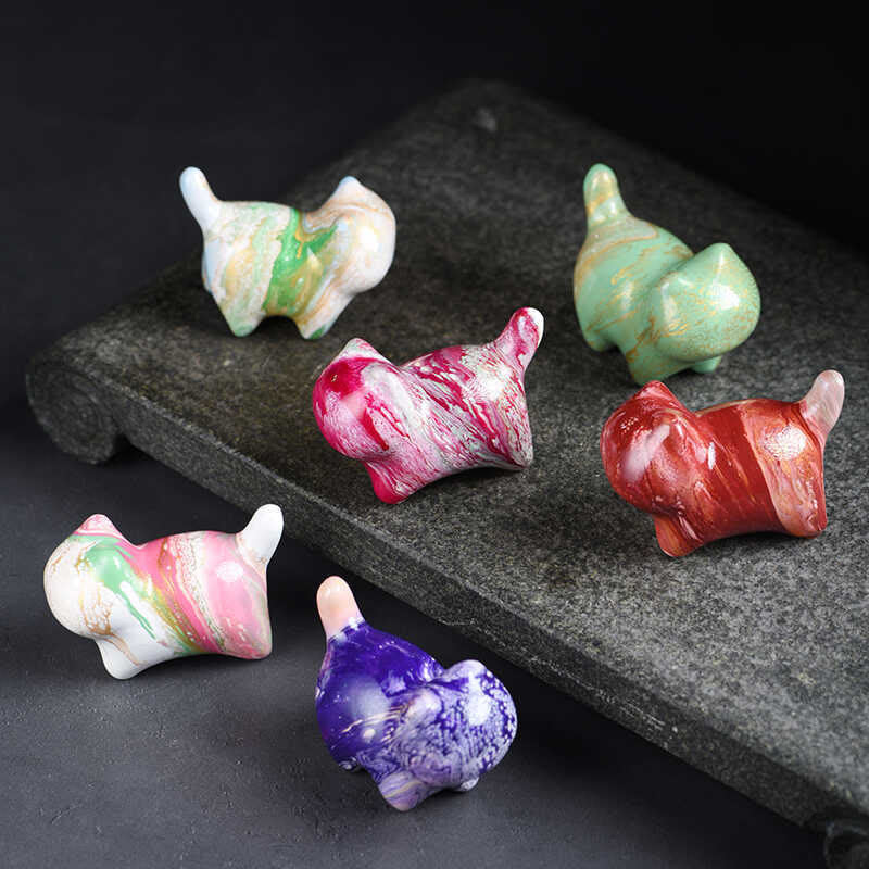 Mini Ebenholz Katze Statue Dekor friedliche Lack Handwerk