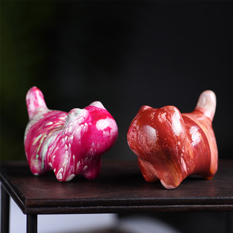 Mini Ebenholz Katze Statue Dekor friedliche Lack Handwerk