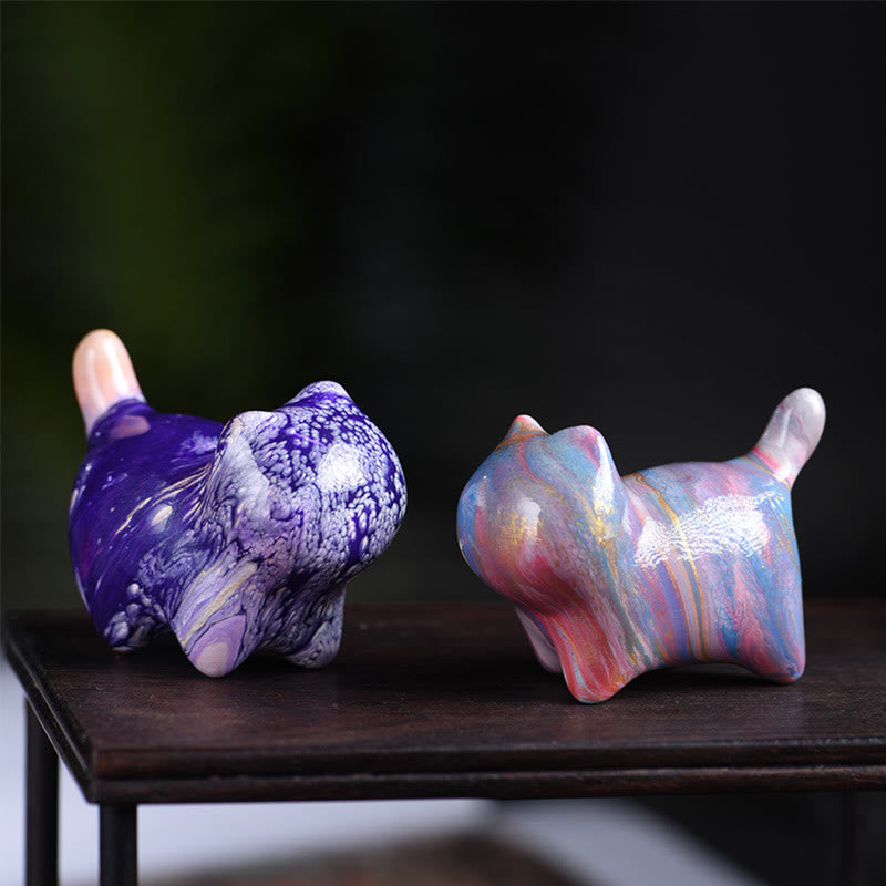 Mini Ebenholz Katze Statue Dekor friedliche Lack Handwerk