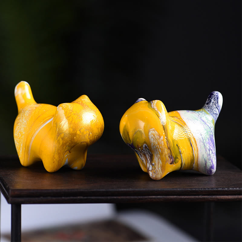 Mini Ebenholz Katze Statue Dekor friedliche Lack Handwerk