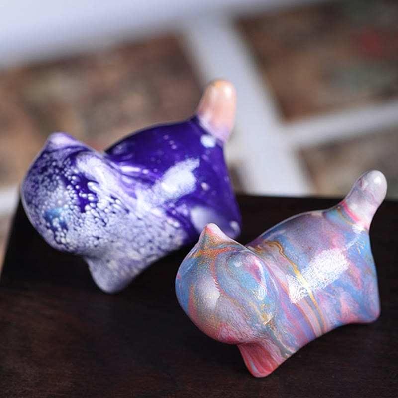 Mini Ebenholz Katze Statue Dekor friedliche Lack Handwerk