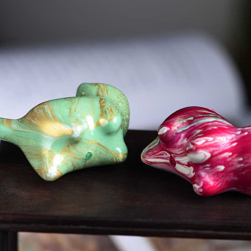 Mini Ebenholz Katze Statue Dekor friedliche Lack Handwerk