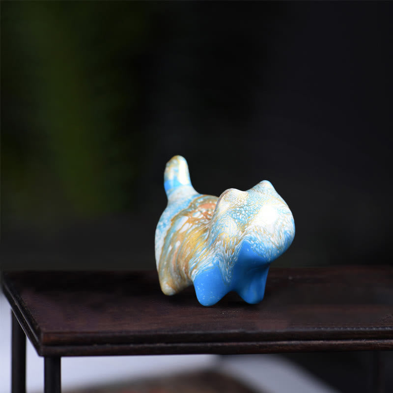 Mini Ebenholz Katze Statue Dekor friedliche Lack Handwerk