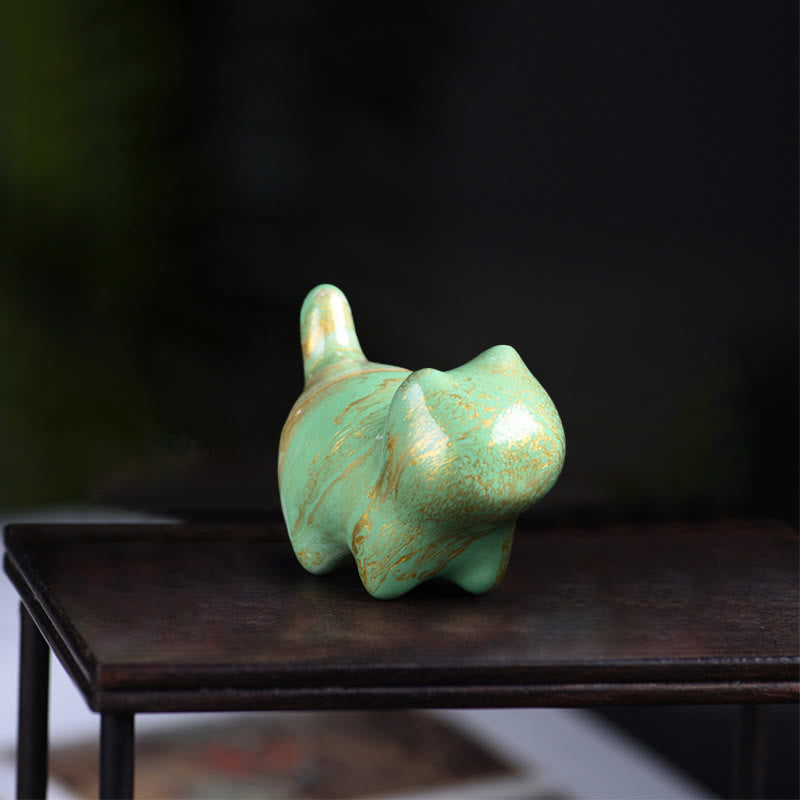Mini Ebenholz Katze Statue Dekor friedliche Lack Handwerk