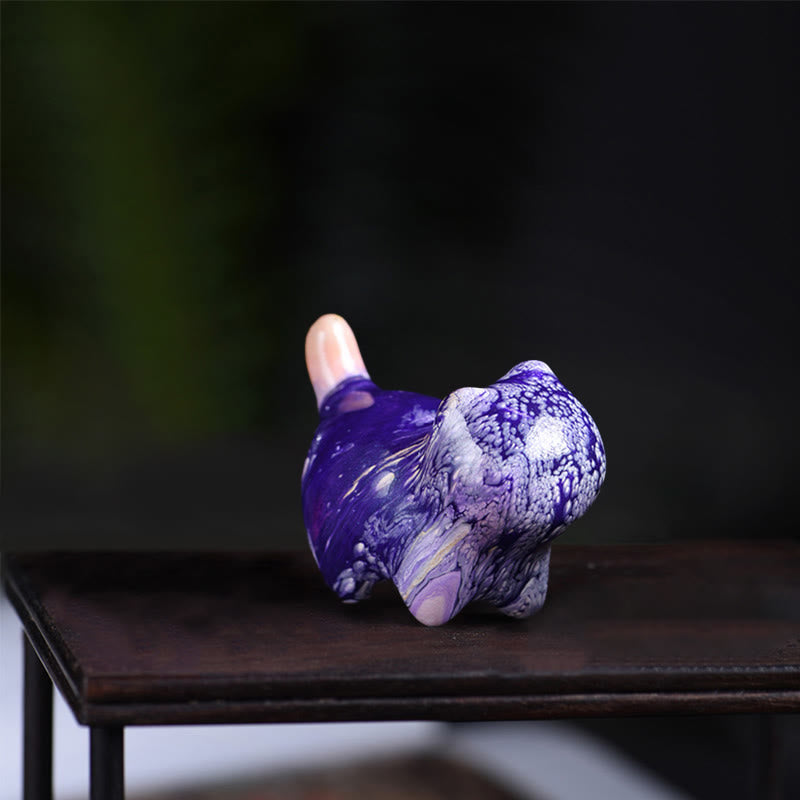 Mini Ebenholz Katze Statue Dekor friedliche Lack Handwerk