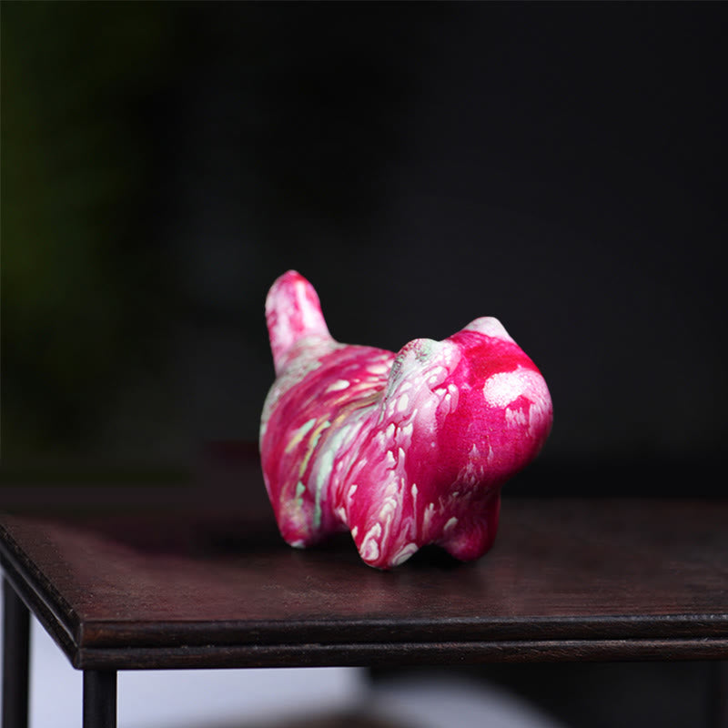 Mini Ebenholz Katze Statue Dekor friedliche Lack Handwerk