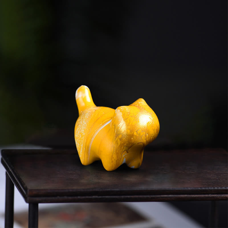 Mini Ebenholz Katze Statue Dekor friedliche Lack Handwerk