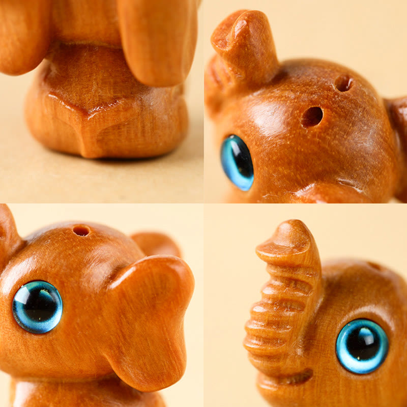 Geschnitzte Mini-Elefanten-Dekoration aus Sandelholz für Schutz und Glück