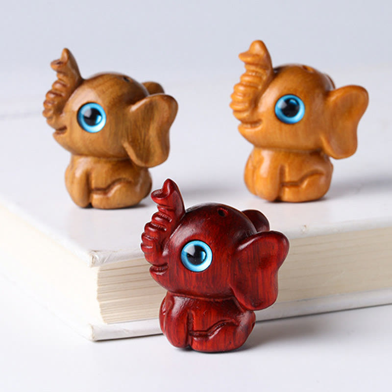 Geschnitzte Mini-Elefanten-Dekoration aus Sandelholz für Schutz und Glück