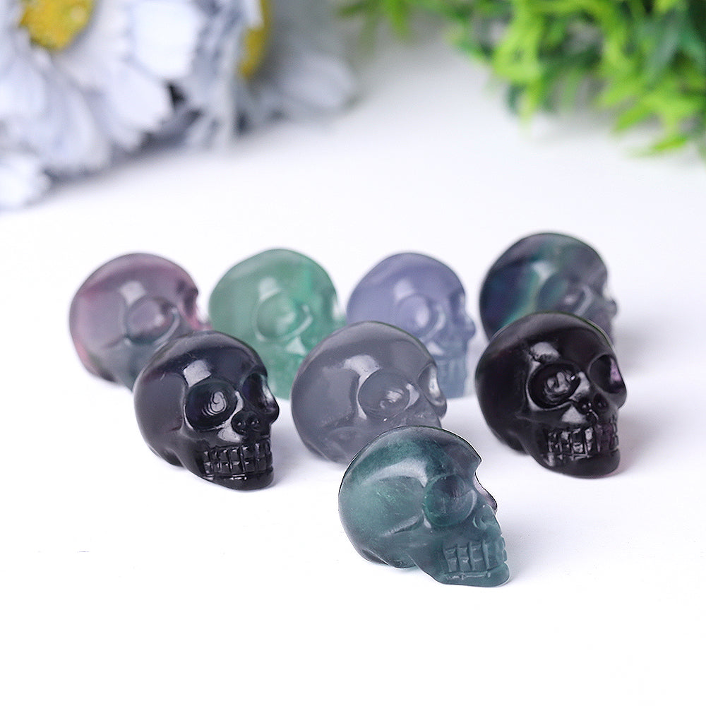 Mini Fluorite Crystal Skull Carving 1.3 Inch Healing Skull