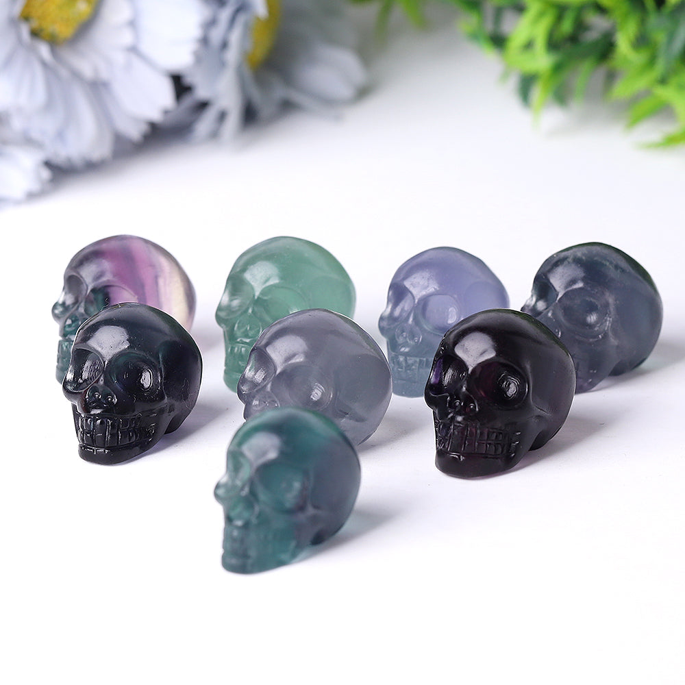 Mini Fluorite Crystal Skull Carving 1.3 Inch Healing Skull