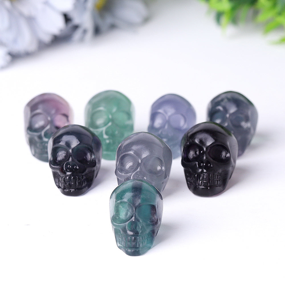 Mini Fluorite Crystal Skull Carving 1.3 Inch Healing Skull