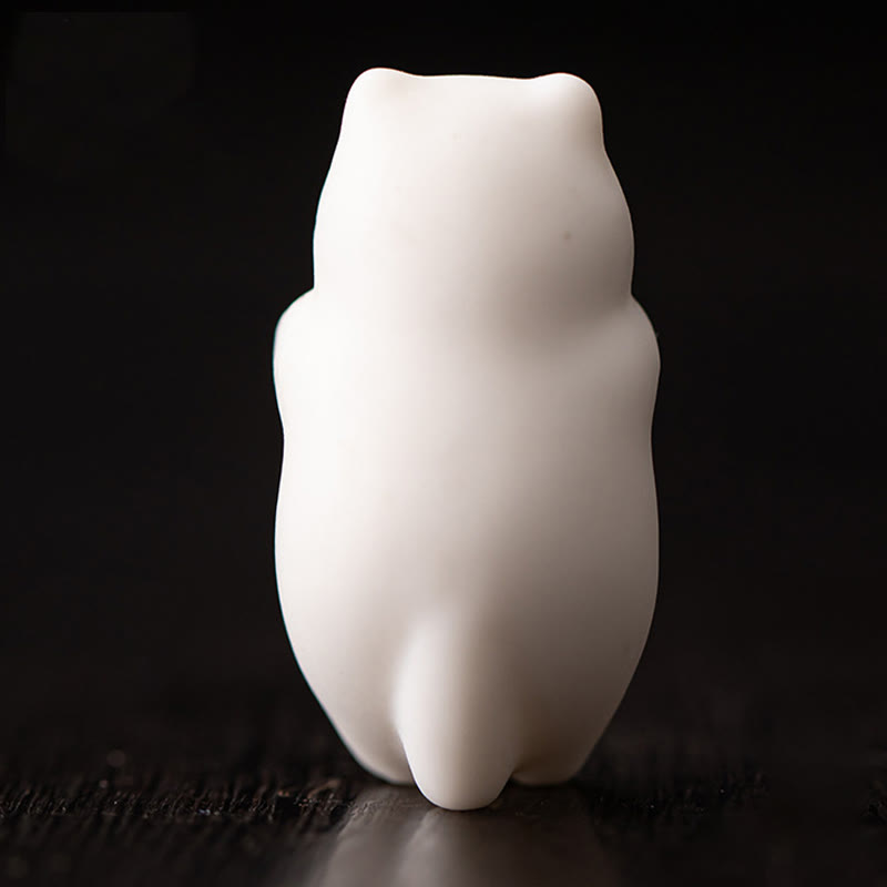 Mini-Teetierfigur aus Keramik mit weißer Katze zum Aufhängen