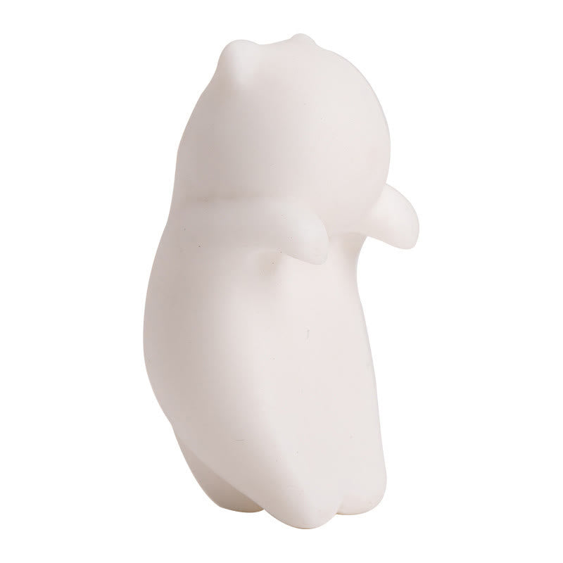Mini-Teetierfigur aus Keramik mit weißer Katze zum Aufhängen