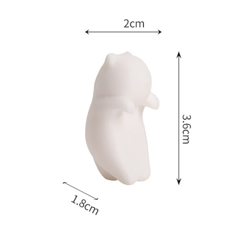 Mini-Teetierfigur aus Keramik mit weißer Katze zum Aufhängen
